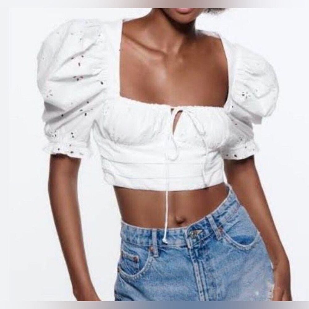 (A3)Zara Top with openwork embroidery from, size M - Picture 4 of 16